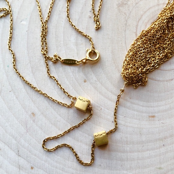 NEW Anthropologie 18k Gold Satya Cubed Lariat Necklace - Picture 4 of 11